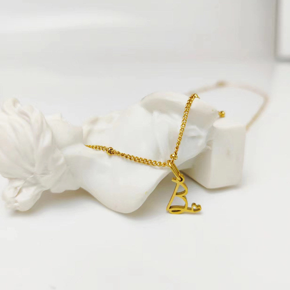 Letter Muse - Heart Script Necklace