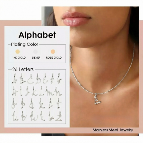 Letter Muse - Heart Script Necklace