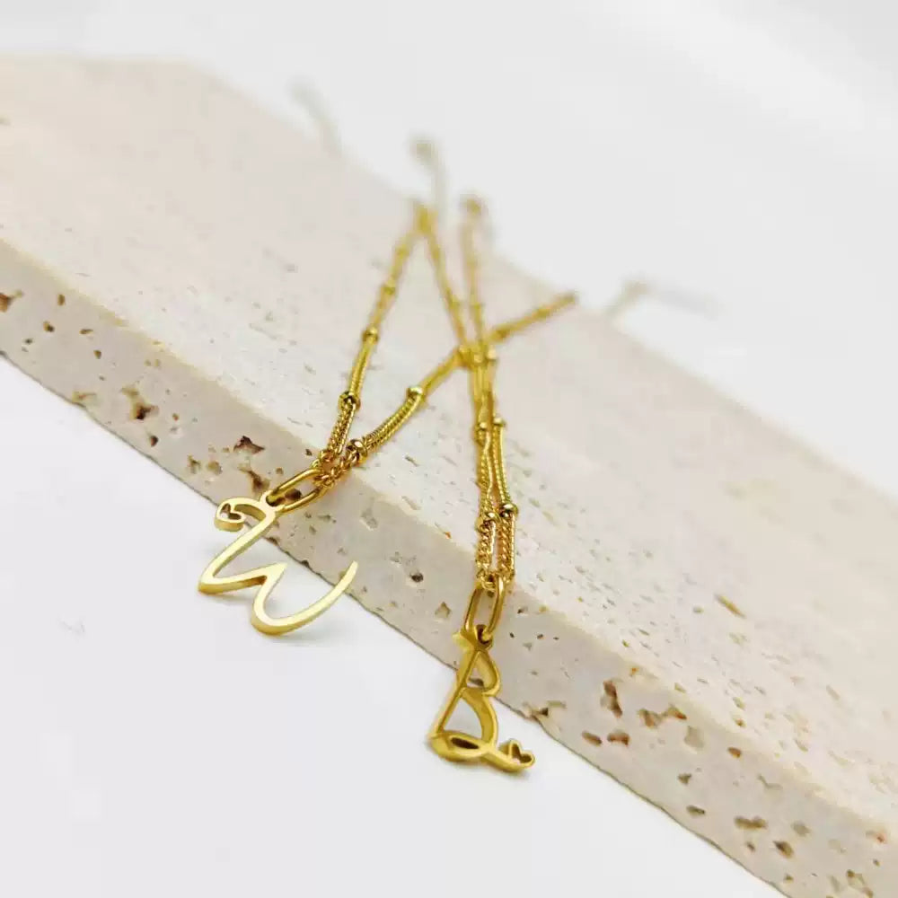 Letter Muse - Heart Script Necklace