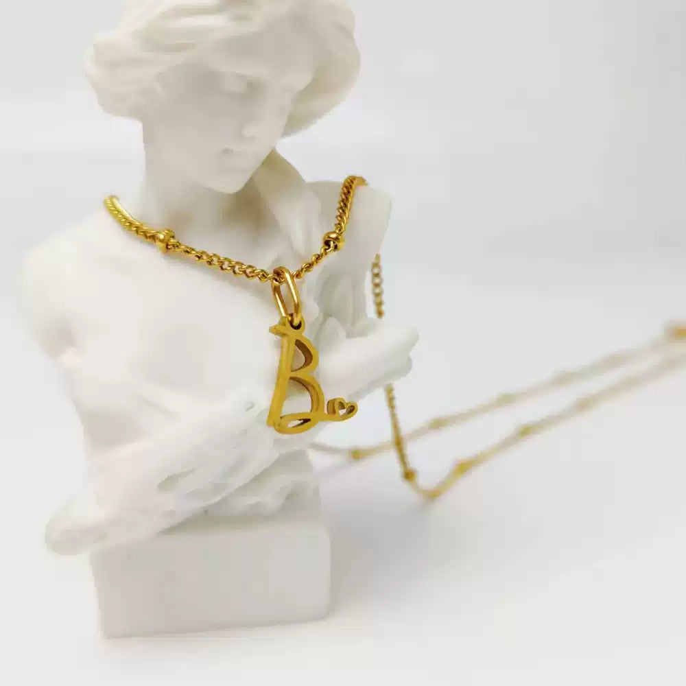 Letter Muse - Heart Script Necklace