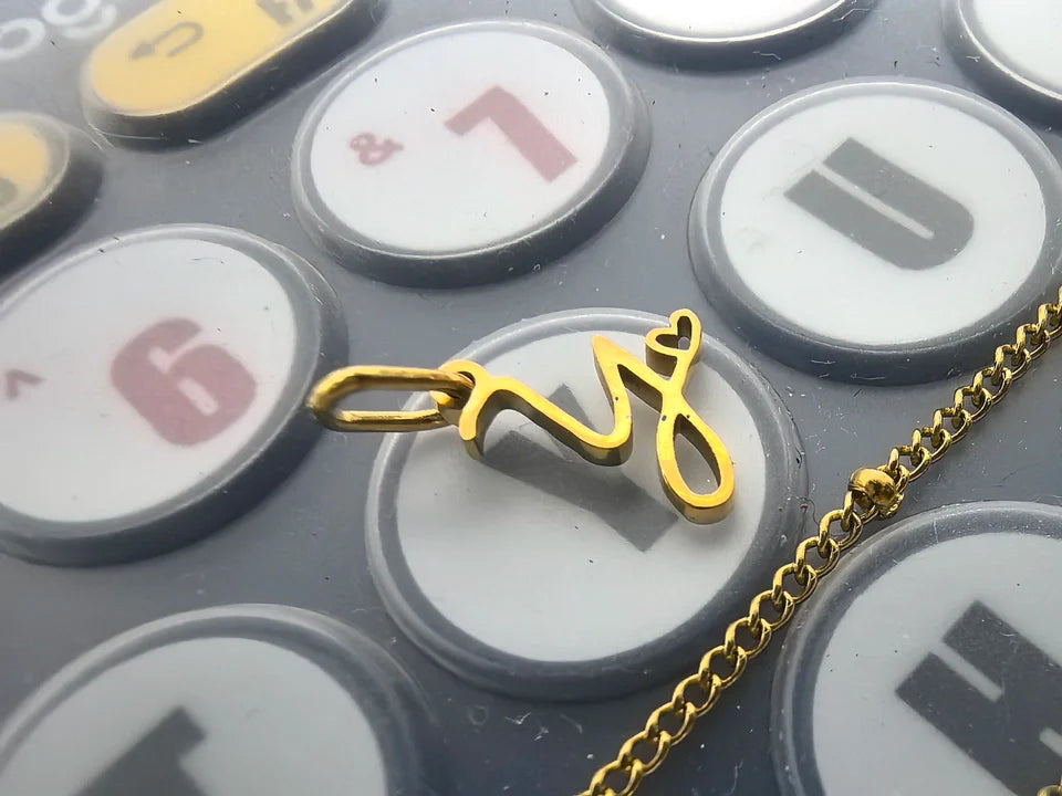 Letter Muse - Heart Script Necklace