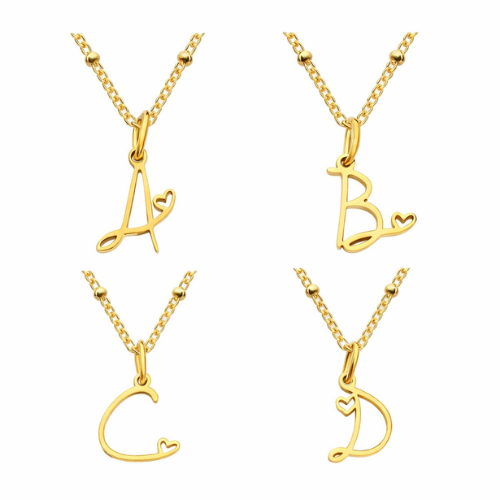 Letter Muse - Heart Script Necklace