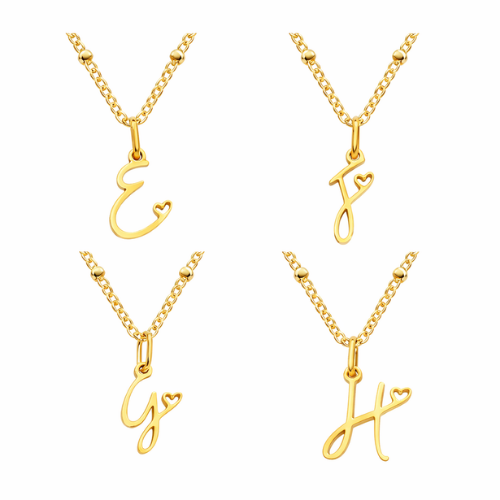 Letter Muse - Heart Script Necklace
