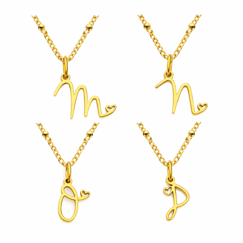 Letter Muse - Heart Script Necklace